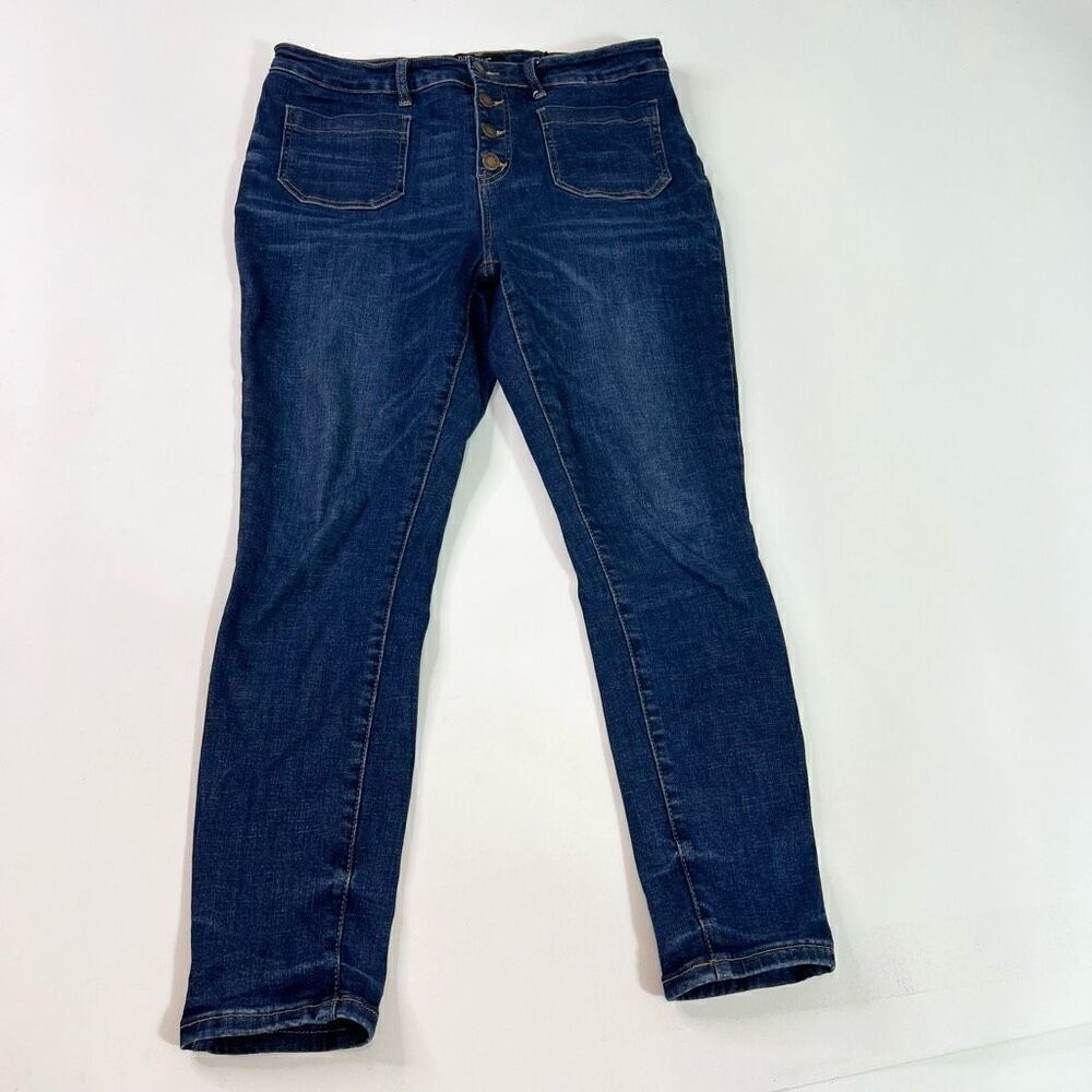 Judy Blue Jeans Womens 15/32 Blue Skinny Fit Exposed Button Fly Stretch Denim